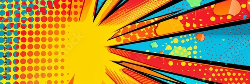Dynamic pop art style comic burst background - Striking pop art style background with intense comic burst and dotted pattern for impactful design