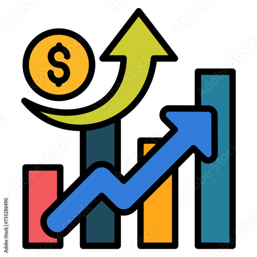 Growth Chart Icon Element For Design