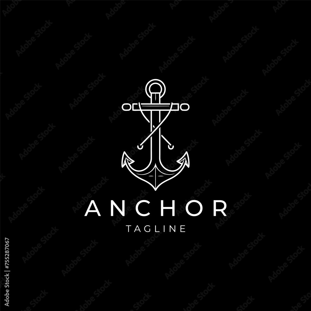 Anchor logo design icon vector