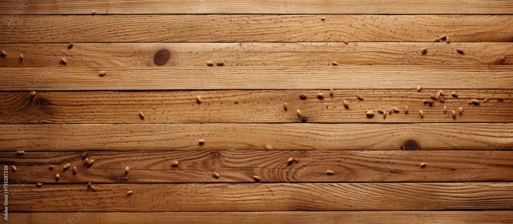 A detailed shot of a brown hardwood plank wall with nails, showcasing the intricate pattern of the wood grain and construction of the building A detailed shot of a brown hardwood plank wall with nails, showcasing the intricate pattern of the wood grain and construction of the building