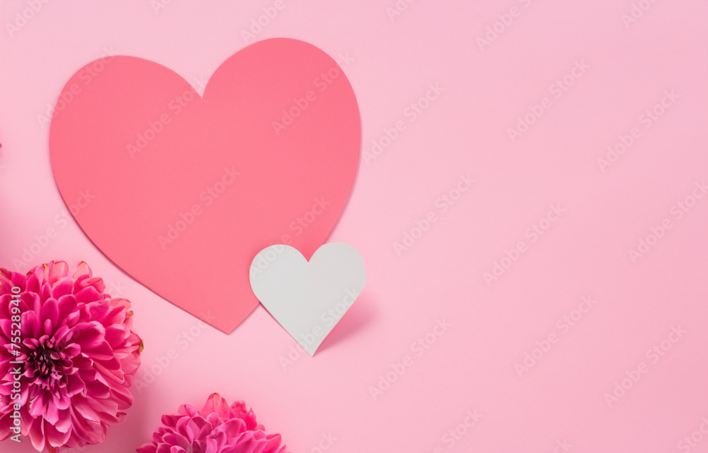 Pink Heart and Flowers Illustration: Romantic Valentine's Day Vector Art with Love, Passion, and Wedding Theme