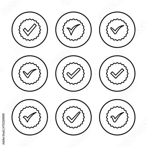 Approved icon vector illustration. Certified Medal Icon. check mark