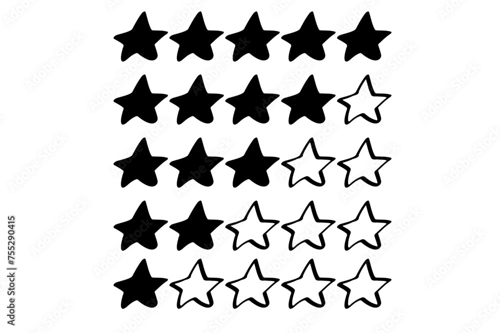 Fototapeta premium 手書きの星の口コミやレビュー用のイラスト素材
