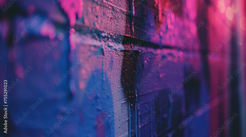 A section of a wall is shown after being painted with photoluminescent