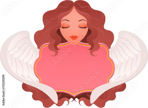 Blank label with lovely angel