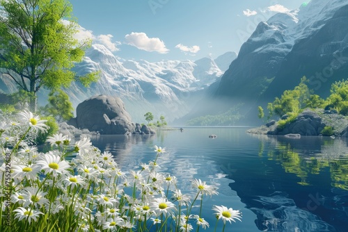 Fototapeta Naklejka Na Ścianę i Meble -  lake in the mountains of the caucasus.