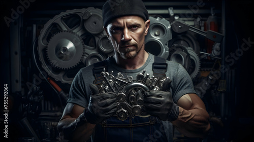 Adaptable handyman using a wrench © Visual Aurora