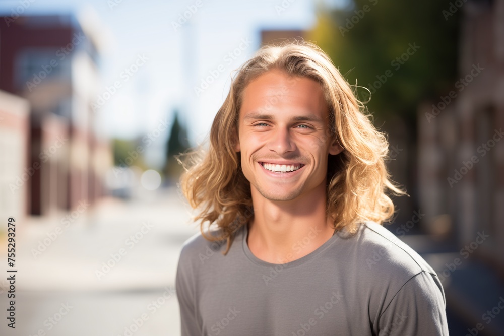 Young caucasian man smiling happy face portrait on a street Young caucasian man smiling happy face portrait on a street