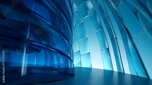 Digital technology blue geometric curve glass abstract poster web page PPT background
