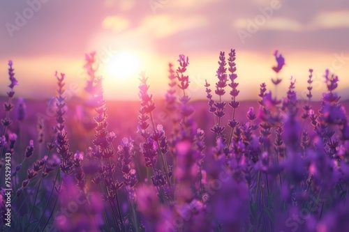 Lavender field at sunset