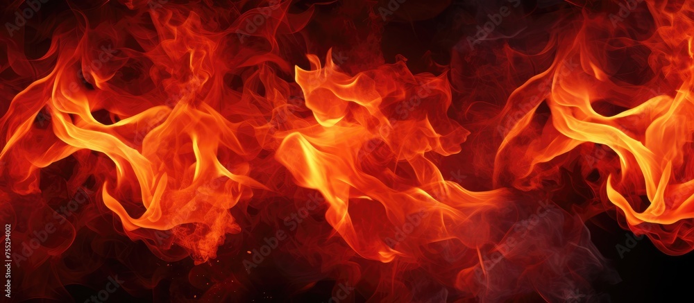 This close-up shot captures the intensity of red and yellow flames in a blazing fire. The flames are flickering and dancing, showcasing their vibrant colors and intricate textures. This close-up shot captures the intensity of red and yellow flames in a blazing fire. The flames are flickering and dancing, showcasing their vibrant colors and intricate textures.