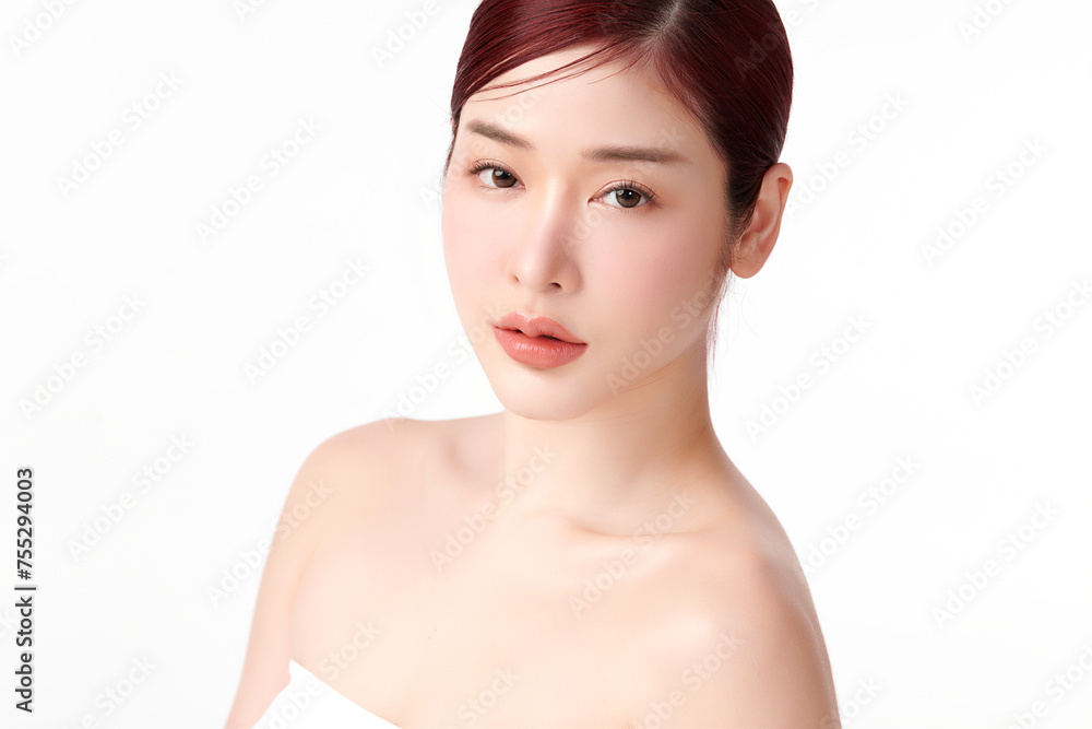 Beautiful young asian woman with clean fresh skin on white background, Face care, Facial treatment, Cosmetology, beauty and spa, Asian women portrait. Beautiful young asian woman with clean fresh skin on white background, Face care, Facial treatment, Cosmetology, beauty and spa, Asian women portrait.