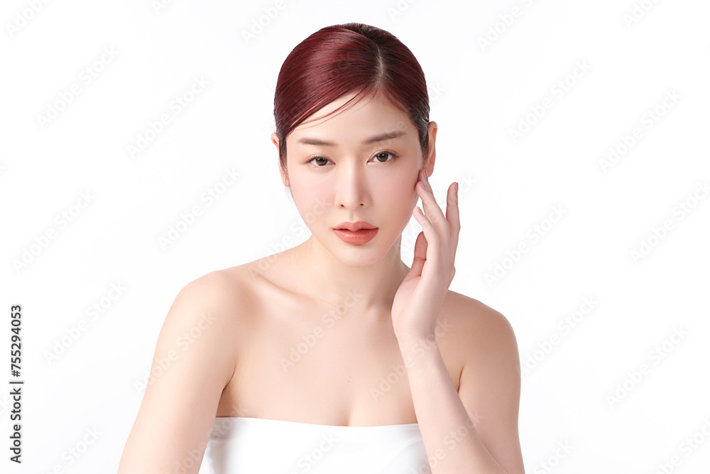 Beautiful young asian woman with clean fresh skin on white background, Face care, Facial treatment, Cosmetology, beauty and spa, Asian women portrait. Beautiful young asian woman with clean fresh skin on white background, Face care, Facial treatment, Cosmetology, beauty and spa, Asian women portrait.