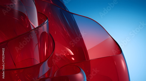 Digital technology red geometric curve glass abstract poster web page PPT background