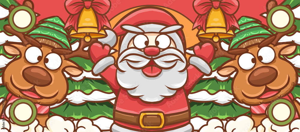 Naklejka premium Original hand drawn cartoon Christmas illustration poster material 