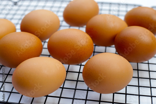 Raw chicken eggs, nutritious foods concept