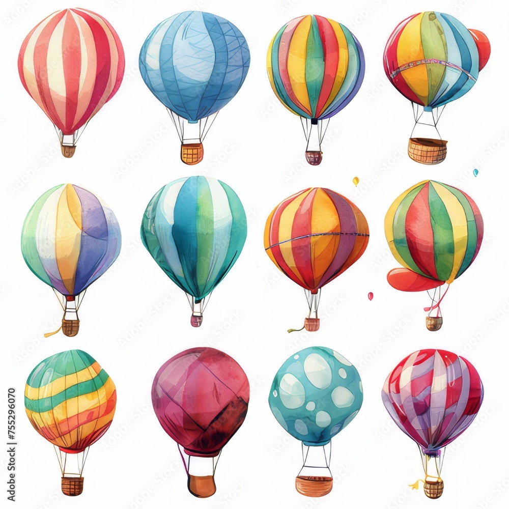 Clipart illustration with various balloons. on a white background