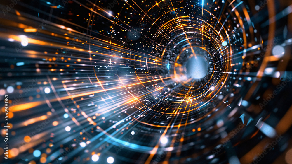 Fototapeta premium Cosmic ray space-time tunnel abstract background 