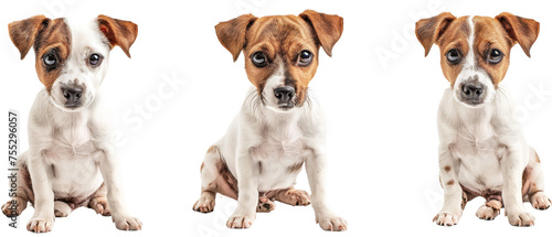 Charming mottled dogs showing various emotions and poses on a clean white background for versatile use