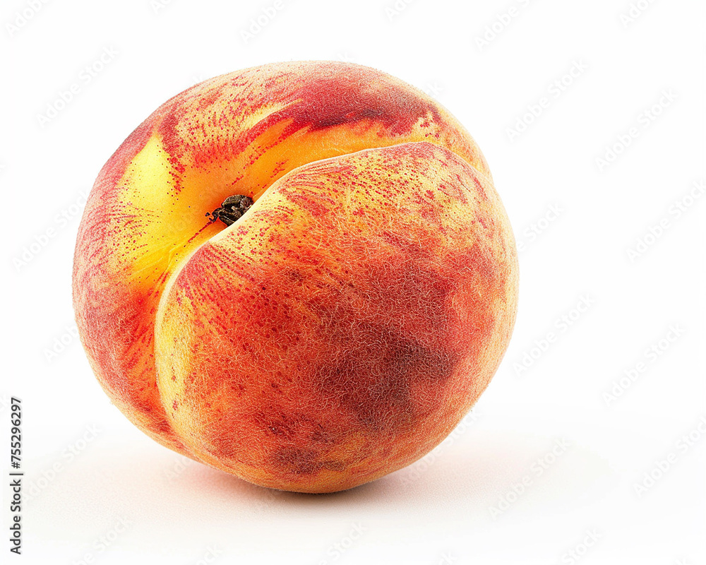 Fresh peach fruit isolated on white background. Close-up Shot. Fresh peach fruit isolated on white background. Close-up Shot.