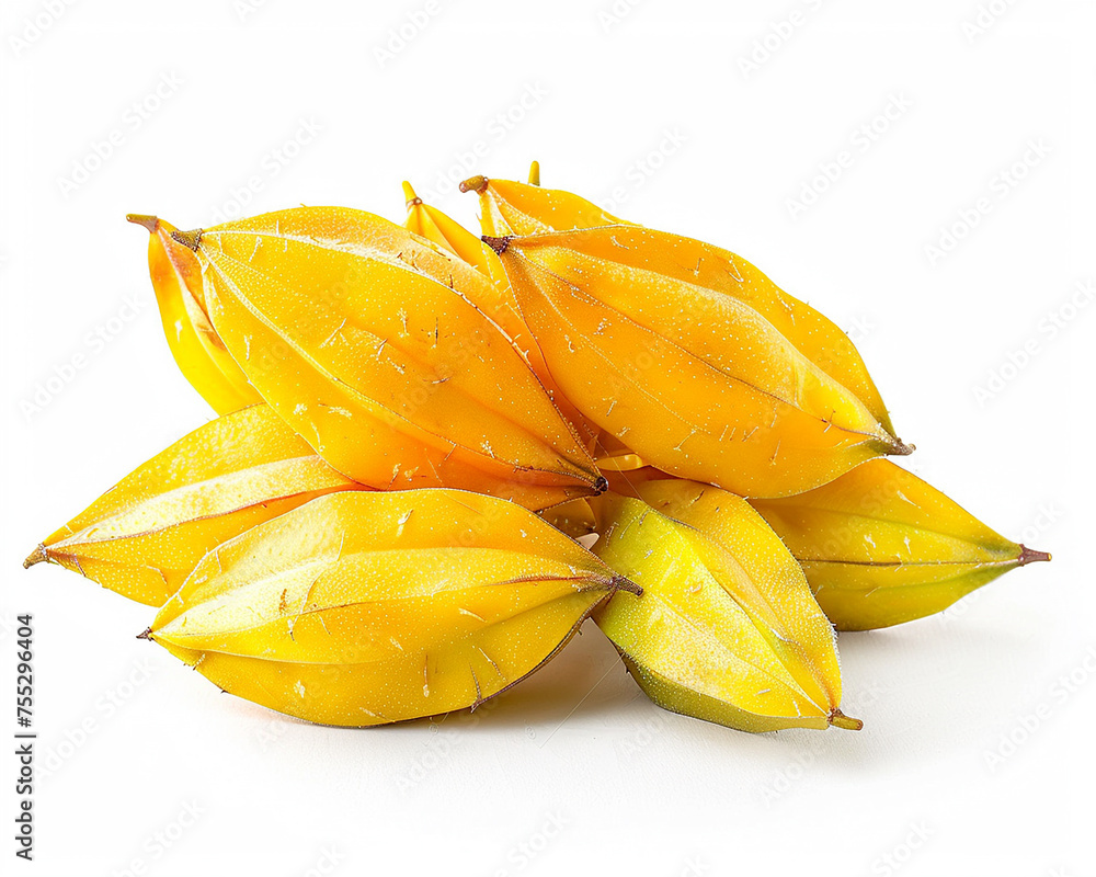 Bunch of fresh carambolas fruit isolated on white background. Bunch of fresh carambolas fruit isolated on white background.