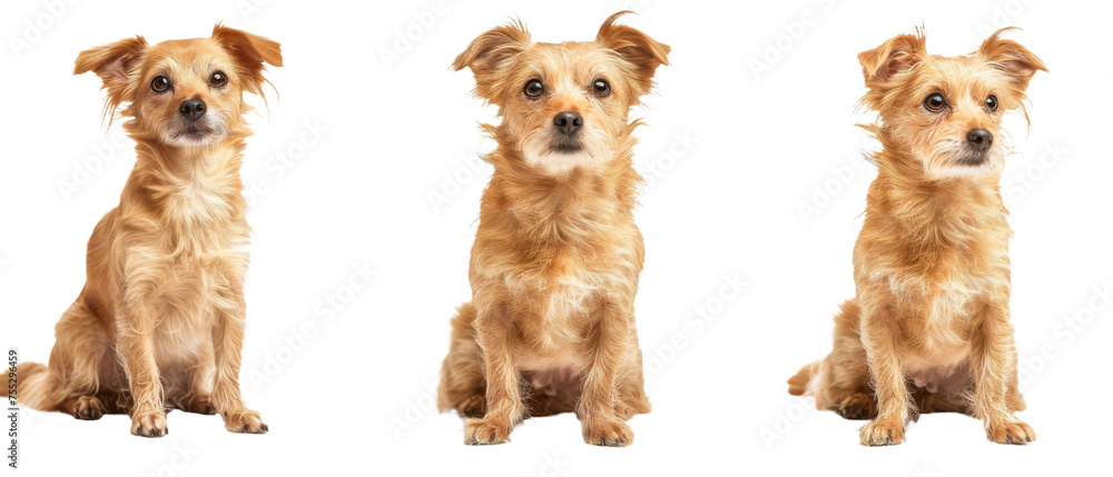Cute and alert, this fluffy brown dog poses with an attentive expression, ideal for pet-related themes