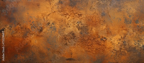 A detailed shot of a brown rusty metal surface resembling a natural landscape art piece. The rust forms an intricate pattern similar to fur or wood flooring, surrounded by grass and amber tones