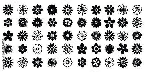 A set of flowers, hand drawn, isolated on a white background, vector design	