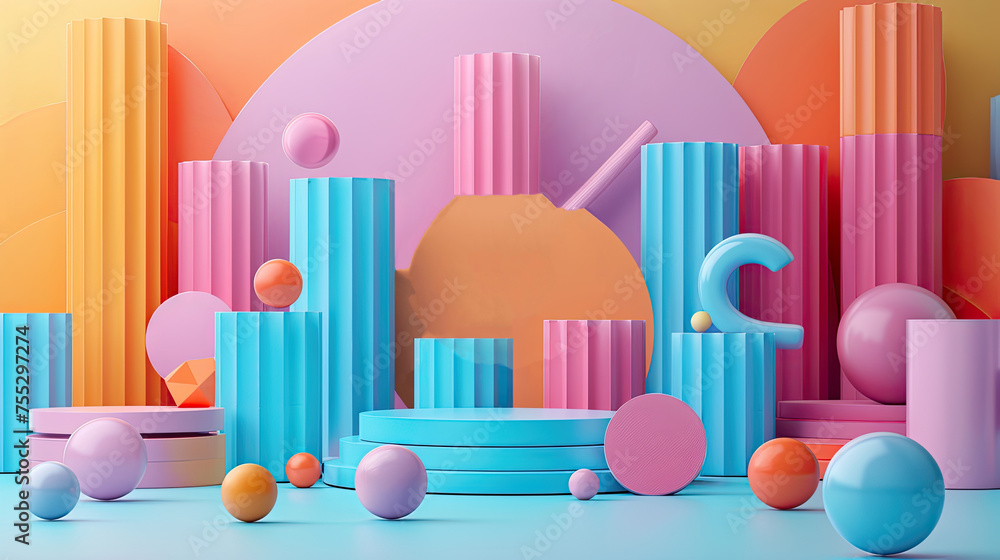 Obraz premium Colorful creative 3d business charts and graphs.