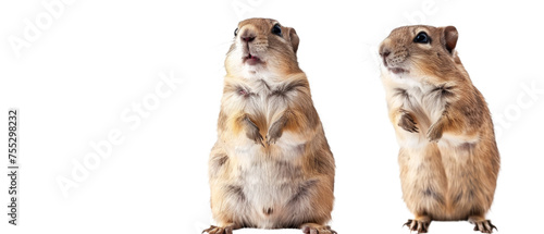 A duplicated image of a chipmunk standing with paws visible, emphasizing its adorable nature on white background
