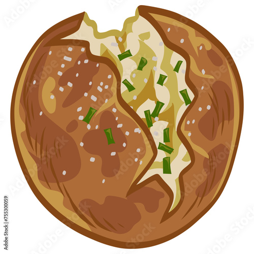 Baked Potato Drawing Vector Illustration