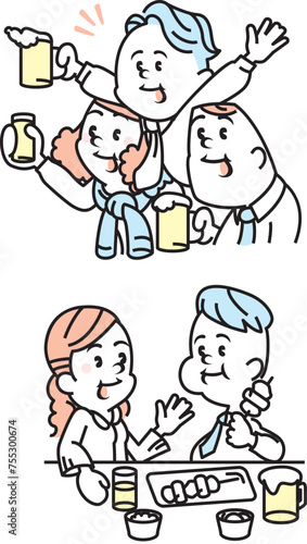 illustration of drinking party