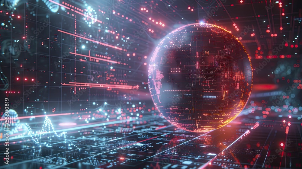 A visualization of a superintelligent AI formulating laws of physics unknown to humans, expanding scientific understanding. A visualization of a superintelligent AI formulating laws of physics unknown to humans, expanding scientific understanding.