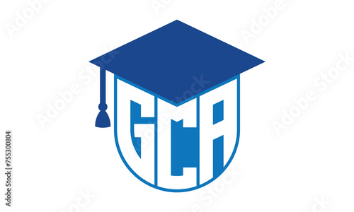 GCA initial letter academic logo design vector template. school college logo, university logo, graduation cap logo, institute logo, educational logo, library logo, teaching logo, book shop, varsity	
 photo