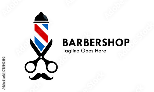 Barbershop design logo template illustration