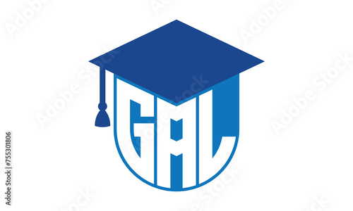 GAL initial letter academic logo design vector template. school college logo, university logo, graduation cap logo, institute logo, educational logo, library logo, teaching logo, book shop, varsity	
