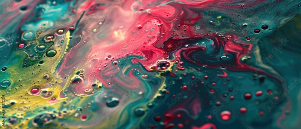 Abstract Colorful Oil and Water Mixture
