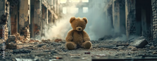 Abandoned Teddy Bear in Ruins