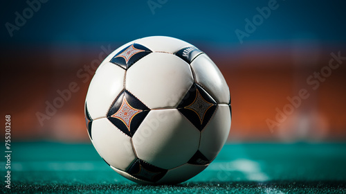 Soccer ball isolated on blurred background.