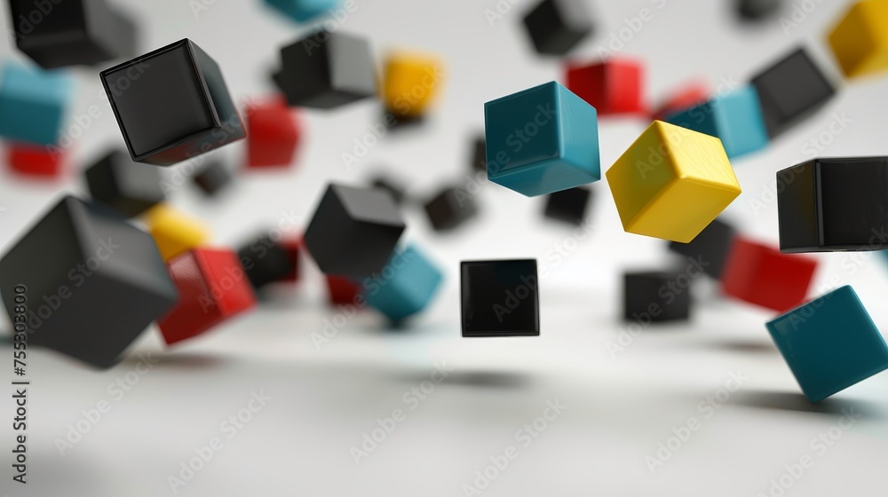 colorful 3d shapes floating, on a white background colorful 3d shapes floating, on a white background