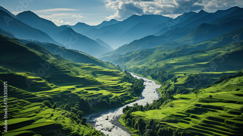 Aerial view of Rice fields on terraced of Mu Cang Chai  Vietnam