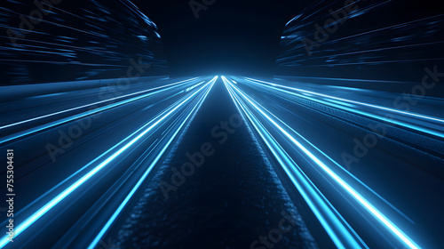 Digital technology blue luminous emission light geometric poster web page PPT background © yonshan