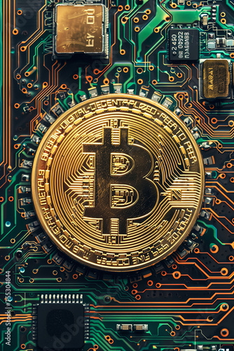Bitcoin cryptocurrency with a digital background