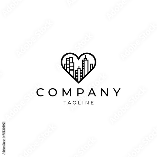 Building heart logo icon design vector 