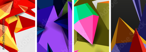 Triangle abstract concepts poster set with geometric minimal designs