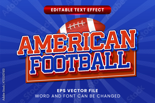 American football 3d editable vector text effect. Sport tournament text style