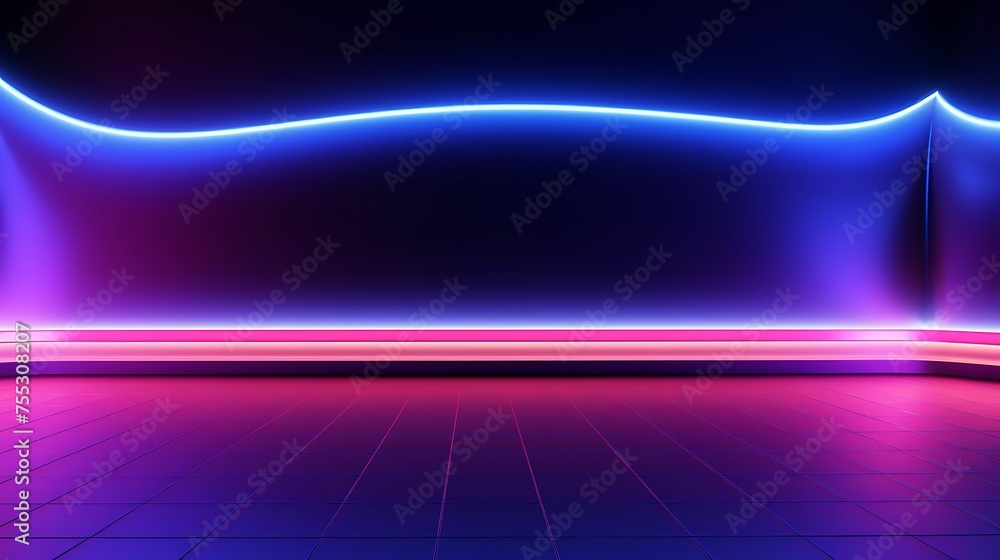 abstract panoramic background with line neon light