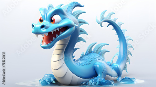 Sea Serpent Dragon 3d Rendering Cartoon