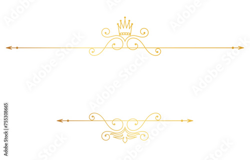 Lines for baroque vintage text Golden design, free space for text, frame