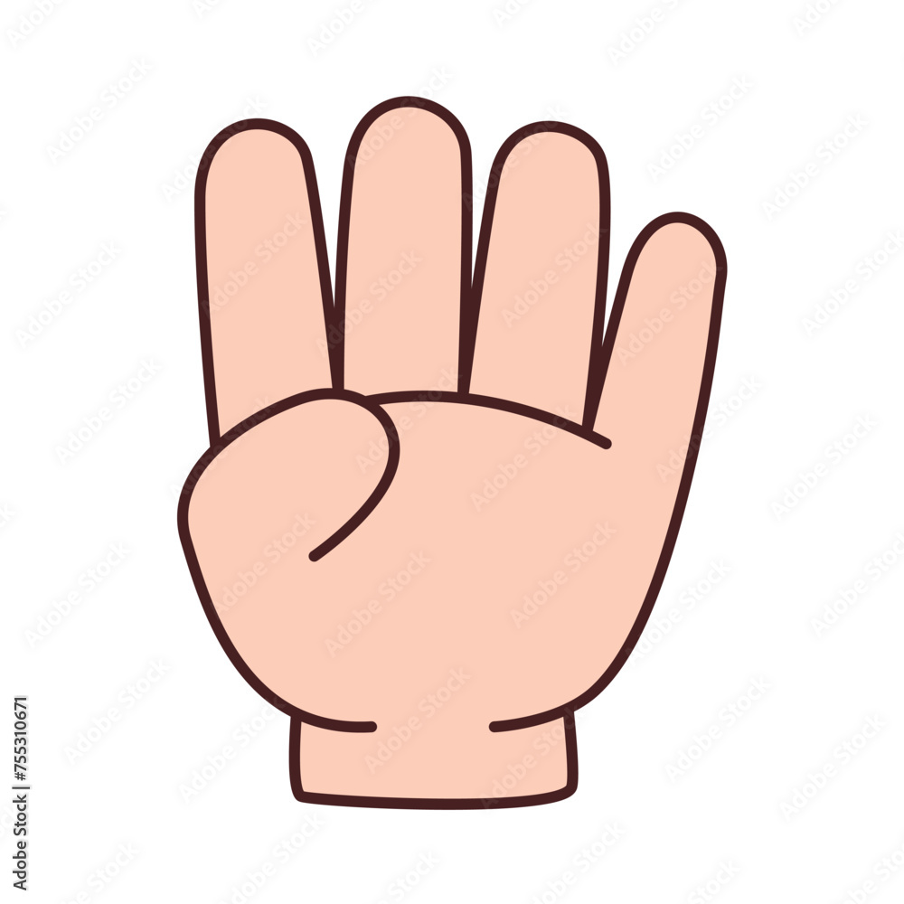 Four finger gesture. finger hand gesture. Four finger gesture. finger hand gesture.